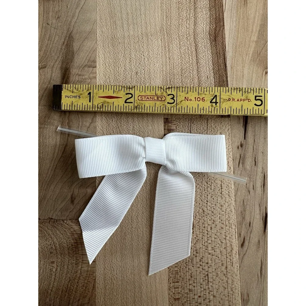300 pc Mini White Grosgrain Ribbon Bows Flowers Appliques DIY Crafts Party Decor
